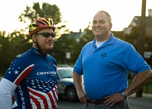 Mike Halfacre and John Lehnert at the Tour De Fair Haven bicycle race on Sunday September 19. Photo credit: Visual Xpressions, Fair Haven.