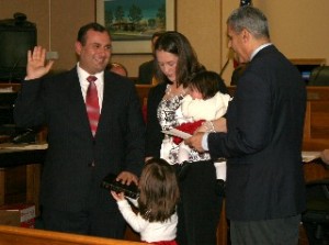 Senator Joe Kyrillos administers the Oath of Office to Middletown Mayor Tony Fiore