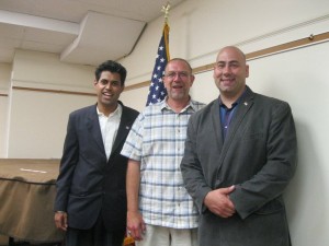 "Rick" Ambrosia, center, with Vin Gopal, left and Ray Santiago, right, during a 2011 campaign event. Gopal and Santiago were candidates for legislature in LD 11 at the time.  facebook photo.