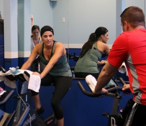 Melissa Maria Festa teaching Spinning class.