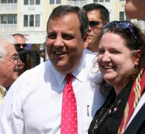 Guv Chris Christie and Danielle Daly, Neptune Twp on Long Branch boardwalk prior to Schneider's endorsement