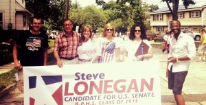 Steve Lonegan, with his wife, Lorraine and campaign workers in Ridgefield Park