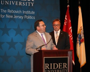 Ben Dworkin, Director of the Rebovich Institute for New Jersey Politics, introduces U.S. Senate candidate Steve Lonegan. September 24, 2013