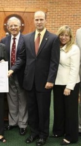 Andrew Lucas, center, then the Republican mayor of Manalapan, with then Freeholder John D'Amico and Amy Mallet, both Democrats, in September of 2010, seven months after Lucas purchased Burke Farm.