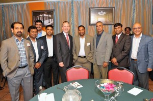 Delaware Governor Jack Markell-D, with Upendra Chivukula, Hari Eppanapply and other Chivukula supporters.