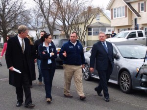 Middletown Mayor Stephanie Murray and Committeeman Tony Fiore tour North Middletown with Congressman Frank Pallone and U.S. Senator Bob Menendez last week.  photo via facebook