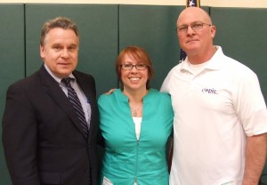 Congressman Chris Smith with Bobbie and Billy Gallagher at the SEARCH Day Program School, Ocean Township.  March, 2014