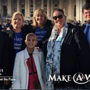 Grace West (center) poses with her family at the Vatican in Rome where she received a blessing from Pope Francis on Wednesday in her fight against neuroblastoma. (Facebook)