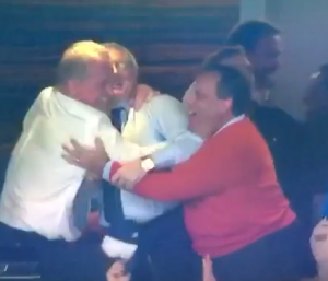 Christie hugs Jones