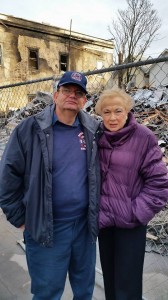 Fire fighter Pat Breen and Freeholder Lillian Burry inspect the devastation in Ocean Grove. Feb 7, 2015. Photo by Bob Burlew