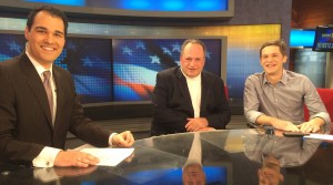 Luke Margolis, Art Gallagher and Jay Lassiter on the News12 set