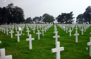 Crosses lining the American Cemetery at Normandy