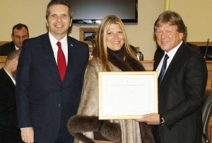 Middletown Mayor Gerry Scharfenberger, Laura Saker and Richard Saker