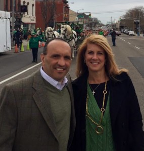 Freeholder Director Tom Arnone and Deputy Director Serena DiMaso at the Asbury Park St. Pat's Parade