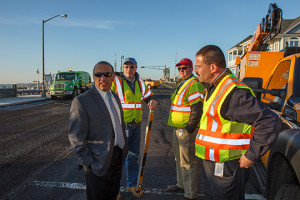 Freeholder Tom Arnone, Public Works Director John Tobia, Supervising Engineer Raymond Bragg and Principle Engineer Thomas Lombardo