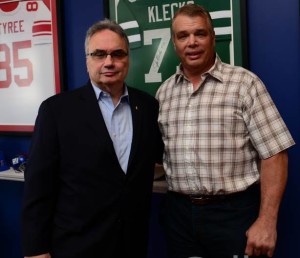 Peter Grandich and Jets great Joe Klecko at the office of Peter Grandich & Co., Spring Lake