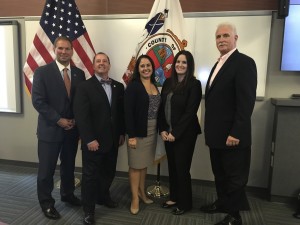 Sheriff Shaun Golden, Douglas Collier, Drug Initiative Coordinator & Law Enforcement Liaison, NJ Office of Attorney General, Principal Richard Allen, Poseidon Early College HS, Deborah Bleisnick, NJ Department of Education & Keri Schaeffer, Monmouth County Prosecutor’s Office