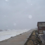 Water up to the seawall in Sea Bright