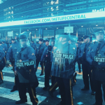 Troopers clash with large crowds at MetLife; tear gas, bottles thrown; The melee appeared to be over by 11 p.m.