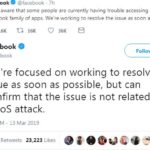 Facebook tweets that they are working to resolve the issue as soon as possible